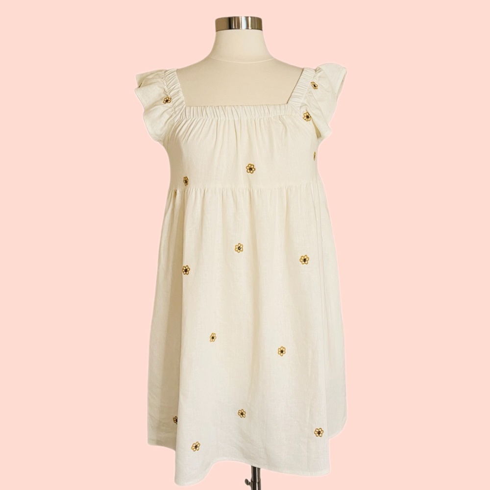 NWT Wild Fable Linen Blend Flutter Sleeve Dress Size Medium